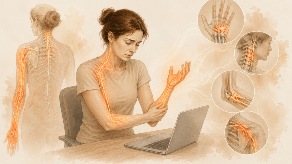 Nerve Pain Anatomy Watercolor Illustration