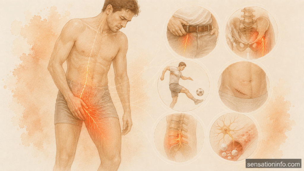 Watercolor Illustration of Groin Pain Causes
