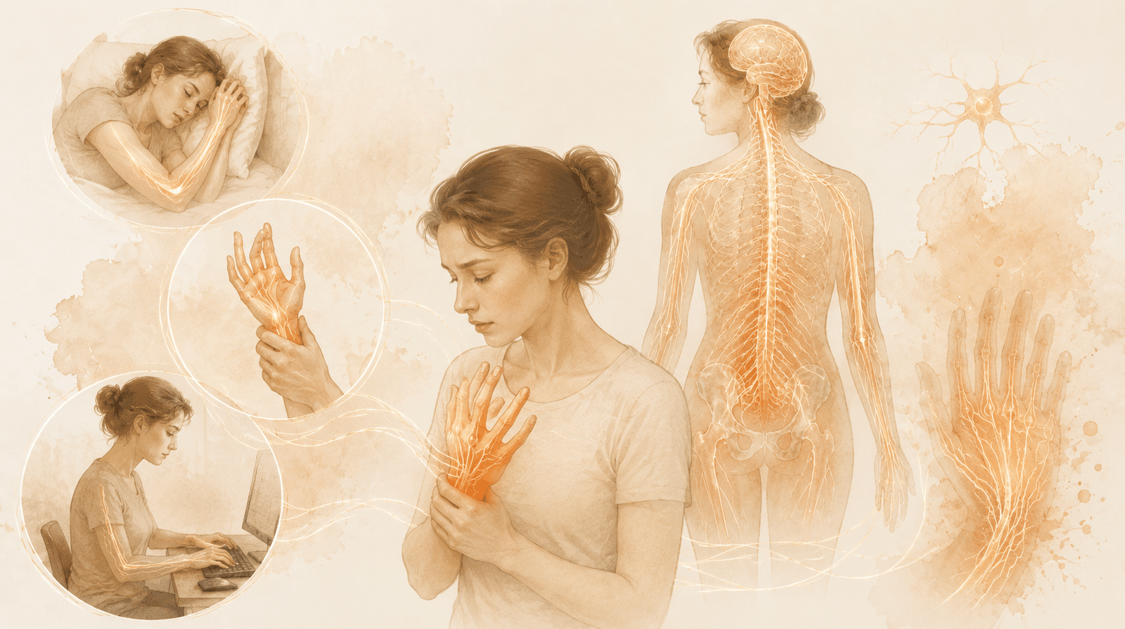 Nerve pathways and pain response illustration