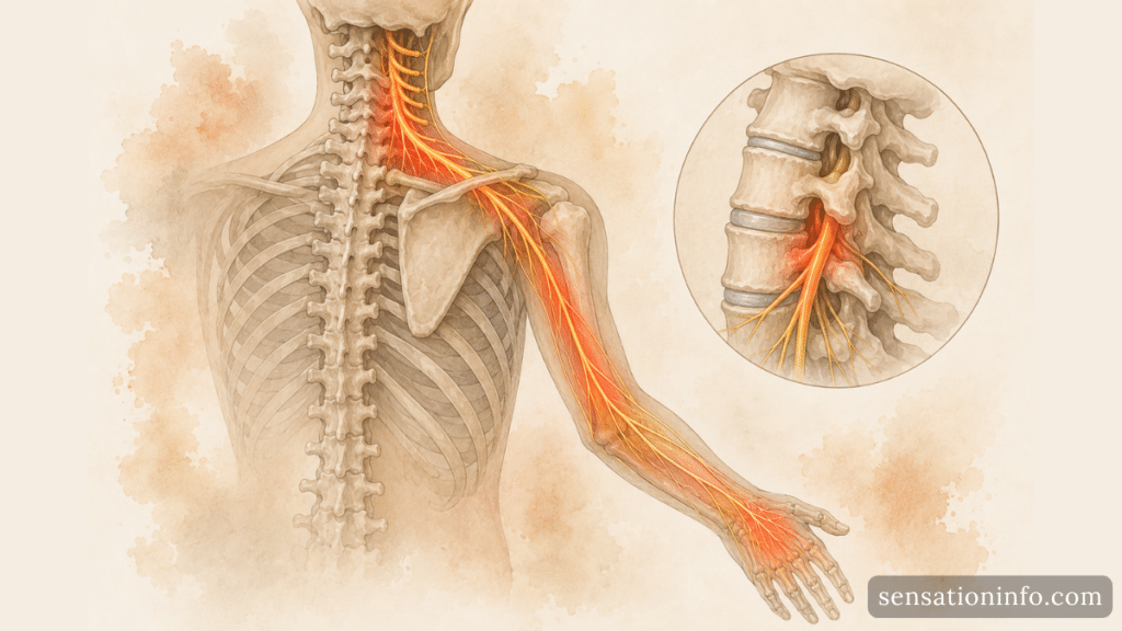 Watercolor Cervical Nerve Pain Anatomy
