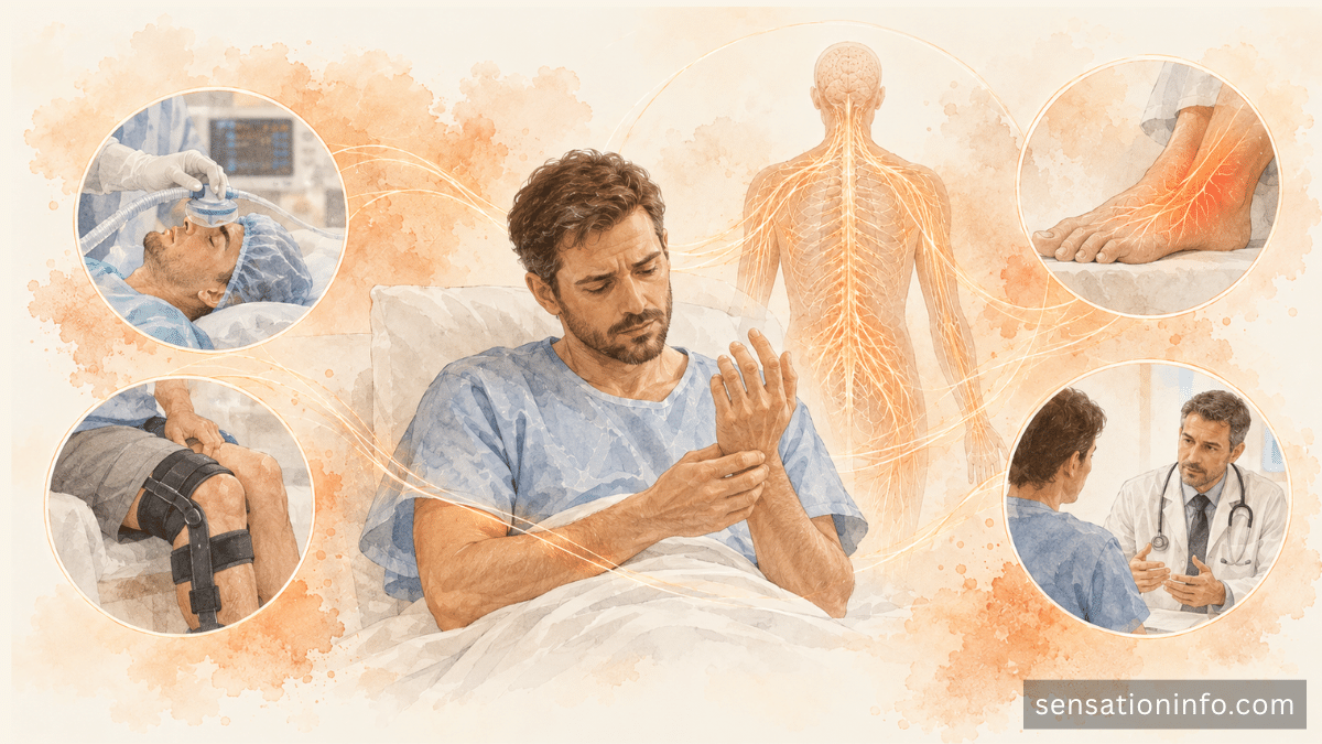 Numbness after surgery may follow anesthesia, nerve pressure, swelling, or healing.