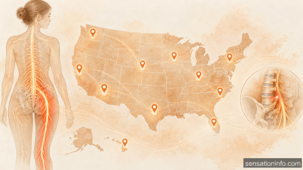Watercolor Sciatica Nerve Network Map