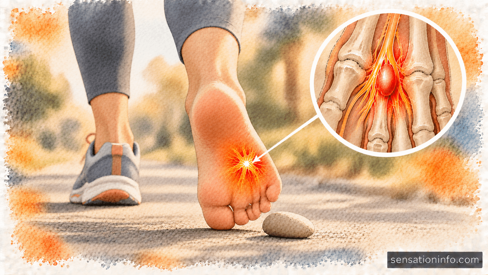 Morton's neuroma walking on a marble under toes